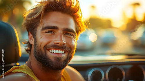 Smiling Man in a Car, Photo