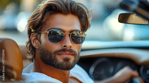 Man with Sunglasses in a Ca...
