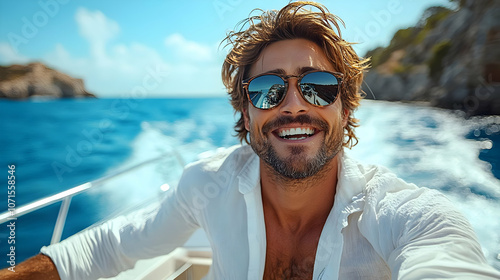 Man in Sunglasses Smiling o...