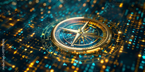 Wallpaper Mural A close up of a gold compass on a blue background Torontodigital.ca