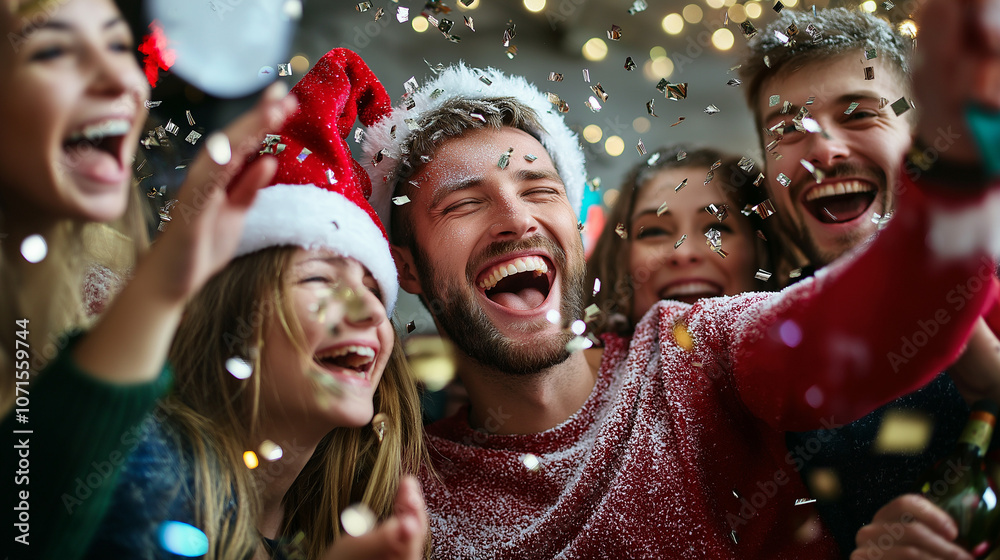 group of people celebrating christmas group of people celebrating christmas