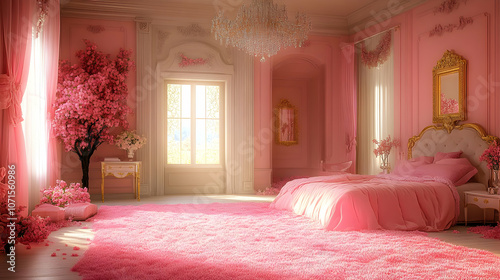 Pink Bedroom Interior Desig...