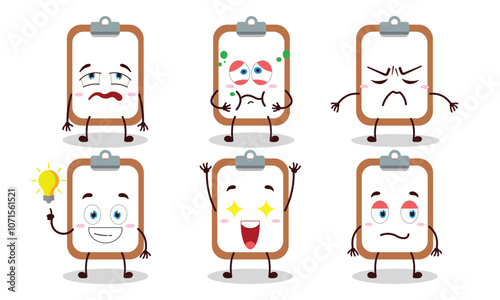 funny clipboard with different expressions design illustration