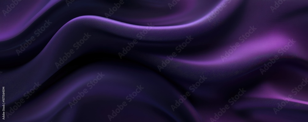 Dark purple background with copy space with flowing wavy silk effect. Graceful folds and curves of satin material Dark purple background with copy space with flowing wavy silk effect. Graceful folds and curves of satin material