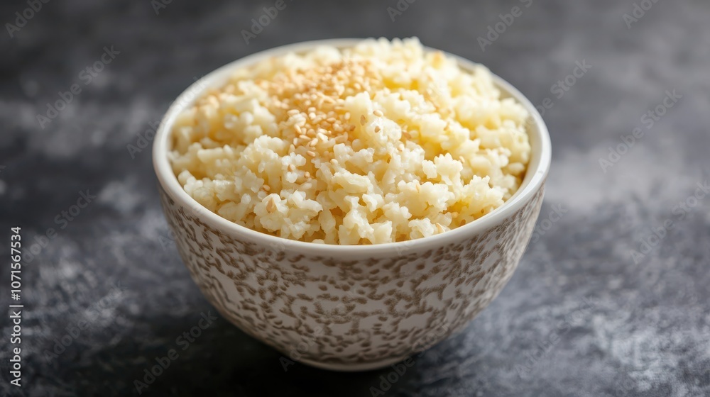 Soy edamame in a bowl with rice and sesame seeds, close-up, Japanese cuisine concept Soy edamame in a bowl with rice and sesame seeds, close-up, Japanese cuisine concept