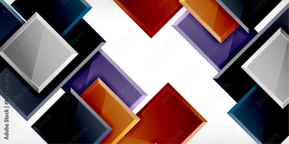 Glass toy style square shapes abstract design. Vector Illustration For Wallpaper, Banner, Background, Card, Book Illustration, landing page Glass toy style square shapes abstract design. Vector Illustration For Wallpaper, Banner, Background, Card, Book Illustration, landing page