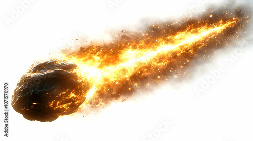 Fiery Meteoroid 3D Illustra...