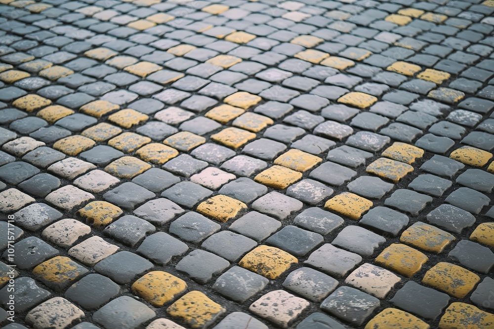 Fototapeta premium A close-up view of a cobblestone pathway