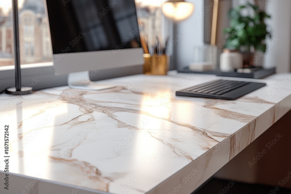 Elegant Marble Countertop Workspace Rustic Chic Home Office Design Ideas Modern Desk Setup with Cozy Vibes Sophisticated Style Elegant Marble Countertop Workspace Rustic Chic Home Office Design Ideas Modern Desk Setup with Cozy Vibes Sophisticated Style