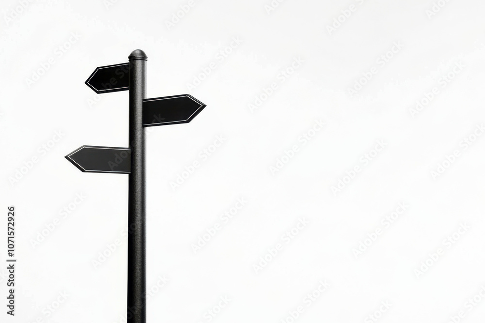Design of a street sign with multiple directional arrows on a plain light background Design of a street sign with multiple directional arrows on a plain light background