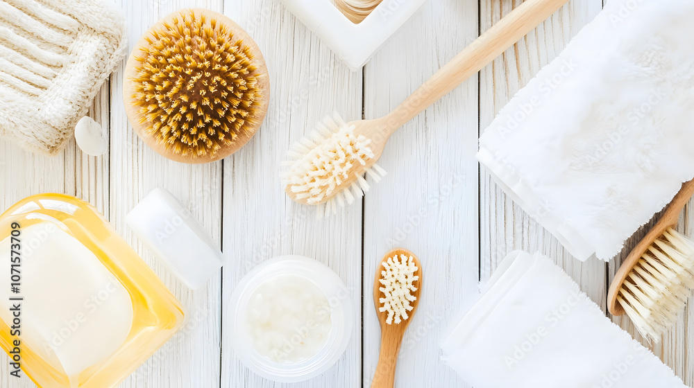 Obraz premium Enhance your skincare routine with natural brushes and soaps