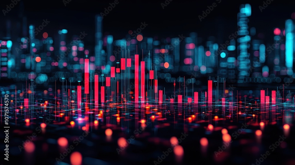 Abstract data visualization with colorful bar charts on dark background Abstract data visualization with colorful bar charts on dark background