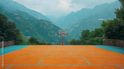 Basketball Court in Mountai...
