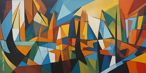 Art background, Cubism styl...