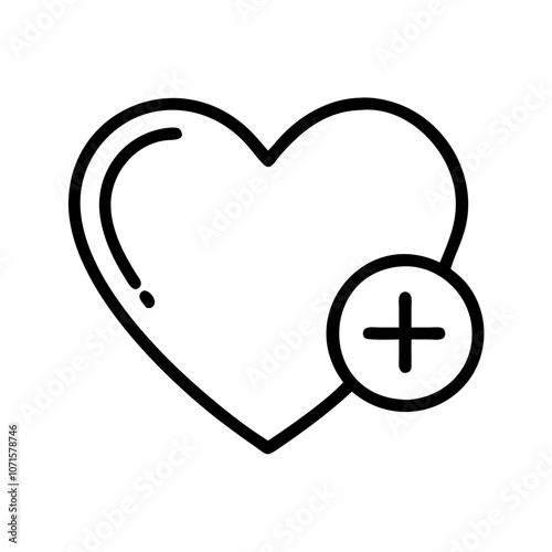 Heart icon with plus sign for favorites or wishlist

