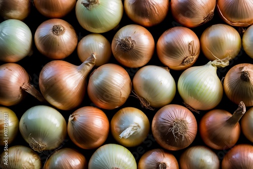 A photo of fresh onions with a black background