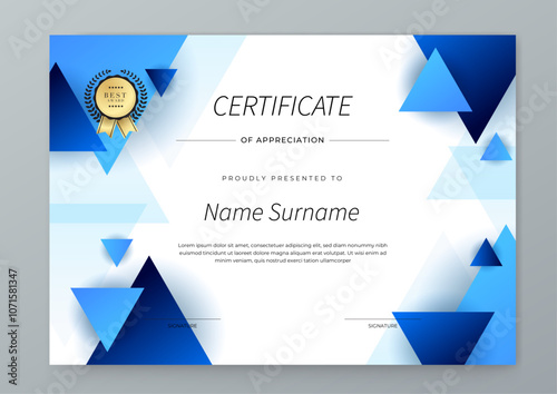 Free Download Modern Certificate Template with Blue Design Elements - GFXLoad