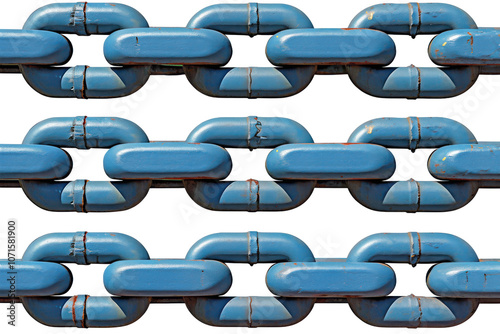 Blue Metal Chain Links Seamless Pattern  on transparent background photo