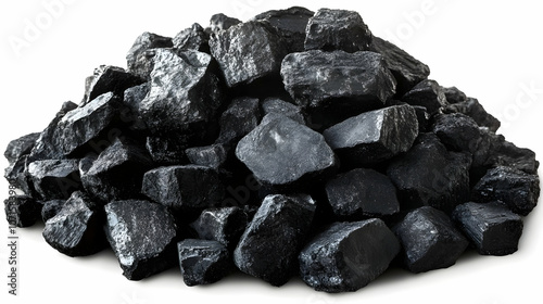 Pile of Black Coal Lumps - ...