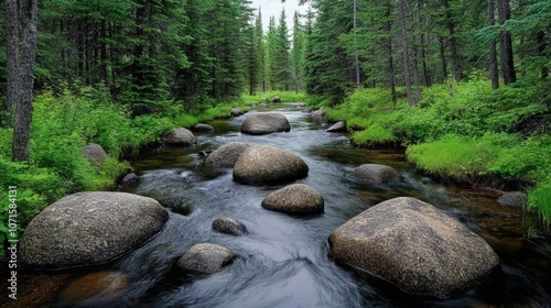 Wallpaper Mural Serene Forest Stream Rocks Water Nature Tranquility Torontodigital.ca