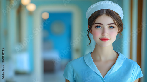 Smiling Woman in Blue Unifo...