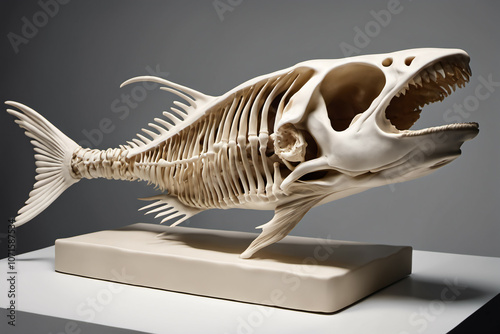 Clay fish skeleton figurine...