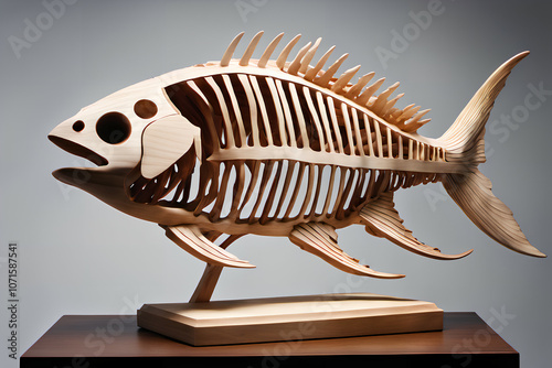 Wooden fish skeleton figuri...