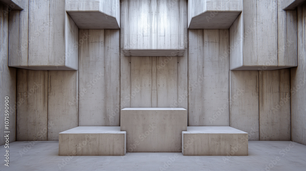 Brutalist Concrete Architecture with Geometric Shapes Brutalist Concrete Architecture with Geometric Shapes