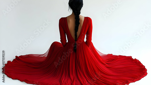Woman in Red Dress, Back Vi...