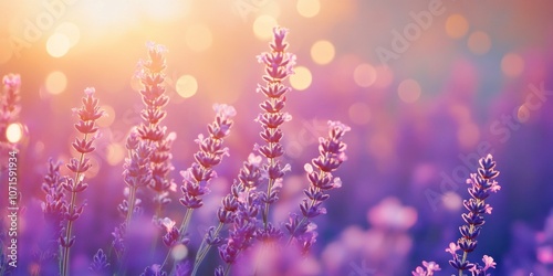 A serene lavender field in bloom, filled with vibrant purple flowers. Sunlight filters through, creating a dreamy atmosphere. Perfect for nature lovers and floral enthusiasts. AI