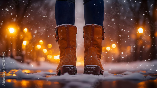 Snowy Night Boots Photo