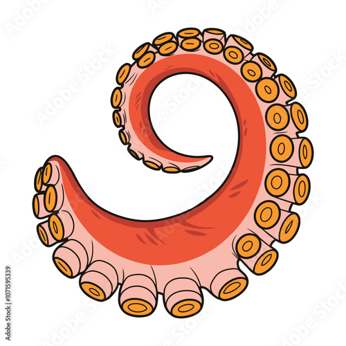 Cartoon Octopus Tentacle Illustration with Suction Cups