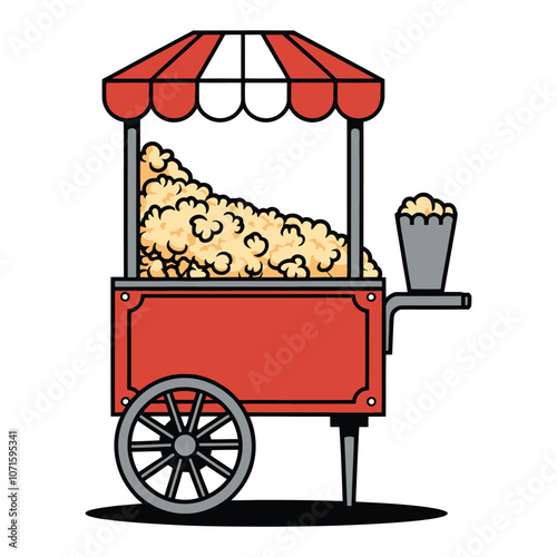 Vintage Popcorn Cart Illustration