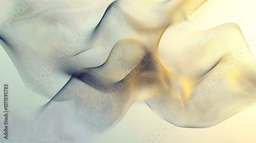 Modern abstract design with 3D wireframe lines and soft gradient tones, creating a smooth, digital background