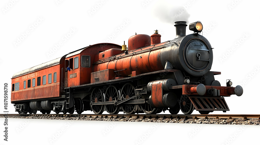 Obraz premium Vintage Steam Train 3D Render