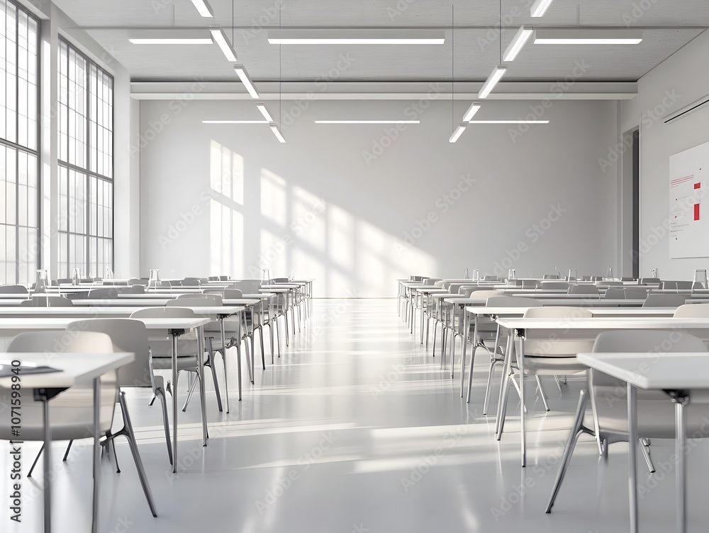 Fototapeta premium Bright and Modern Corporate Training Classroom with Ergonomic Furniture