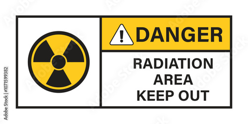 Radioactive material warning icon in flat style. Radiation danger vector illustration on isolated background. Caution sign business concept.