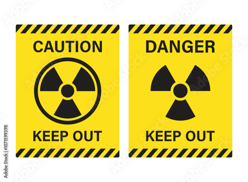 Radioactive material warning icon in flat style. Radiation danger vector illustration on isolated background. Caution sign business concept.