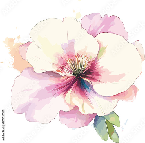 Elegant Watercolor Pastel Flower Vector Illustration