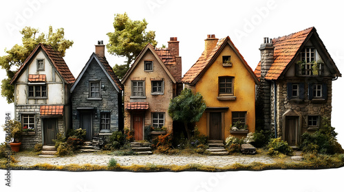 Row of Quaint Stone Cottage...