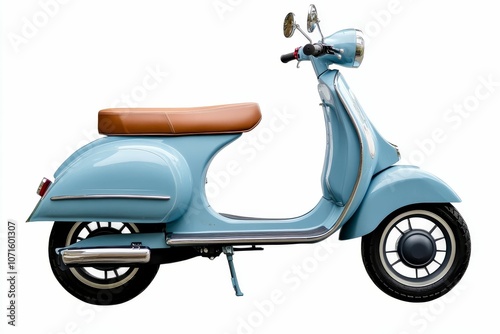 Blue vintage scooter with chrome accents.