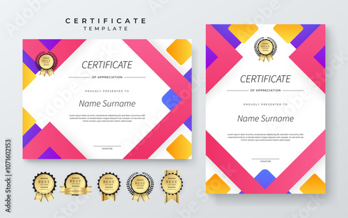 Modern Certificate Template with Colorful Abstract Design Illustration