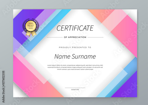 Modern Certificate Template with Colorful Abstract Design Illustration