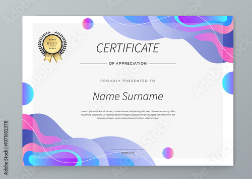 Modern Certificate Template with Colorful Abstract Design Illustration