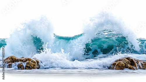 Ocean Wave Crashing Against...
