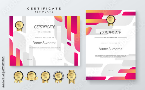 Modern Certificate Template with Colorful Abstract Design Illustration