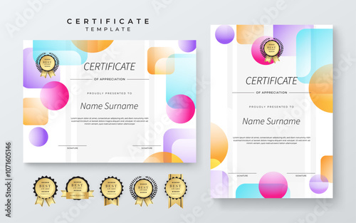 Modern Certificate Template with Colorful Abstract Design Illustration