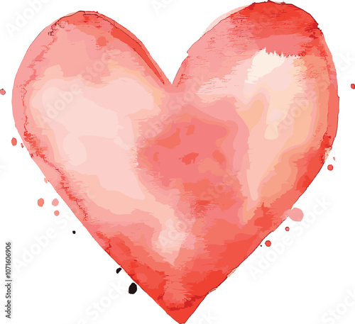 Pink heart for valentine's day, mother's day, friends, girlfriends. Concept of love, relationship, art, painting. Watercolor and marker illustration. Hand drawn art. Vector.