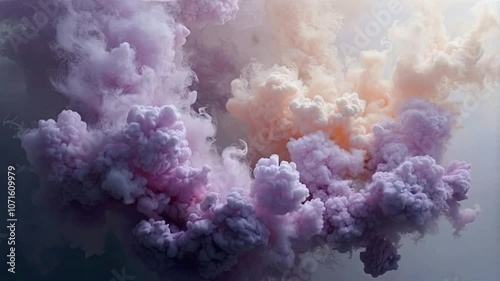 Abstract smoke in lavender and cream against a charcoal base