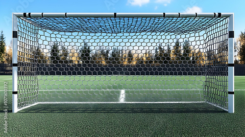 Soccer Goal Net on Grass Fi...